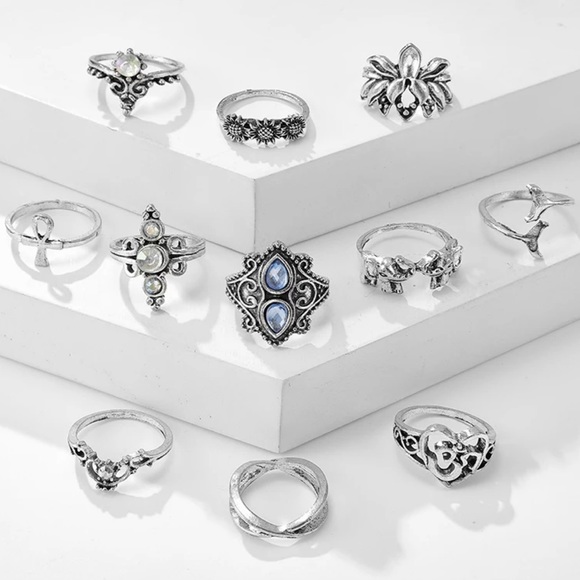 Silver Bohemian Ring Set - Picture 5 of 7